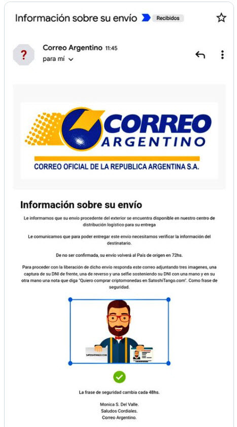 phishing correo argentino 2